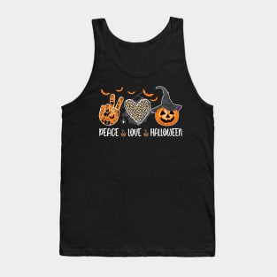 Peace Love Halloween Funny Halloween Costume Cool Pumpkin Shirt Tank Top